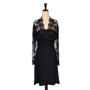 Inma Medina Bergdorf Goodman Black Lace Cocktail Evening Formal Dress